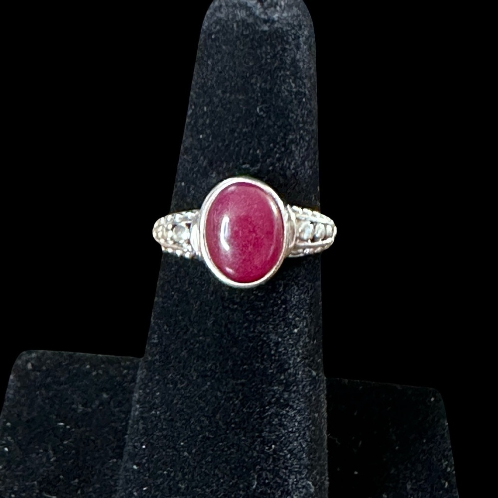 Elegant Silver Ring with Rich Red Stone